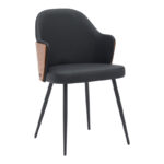 Chair Marci black pu-black metal legs 58x58x91cm