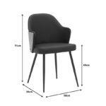Chair Marci black pu-black metal legs 58x58x91cm - Image 6