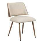 Chair Ubane beige pu-walnut metal legs 53x62.5x85cm