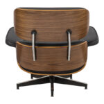 Armchair-footstool relax Jenna black pu-plywood walnut-chrome base 82x92x82cm - Слика 4