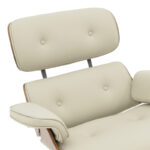 Armchair-footstool relax Jenna beige pu-plywood walnut-chrome base 82x92x82cm - Image 6