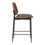 Bar-stool Kathy black pu-walnut metal 48.5x52.5x96cm - Слика 3