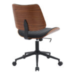 Work desk chair Amani black pu-walnut plywood 52x54x90.5cm - Слика 2