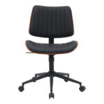 Work desk chair Amani black pu-walnut plywood 52x54x90.5cm - Слика 4