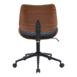 Work desk chair Amani black pu-walnut plywood 52x54x90.5cm - Слика 5