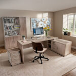 Office chair Amani beige pu-walnut plywood 52x54x90.5cm - Слика 2