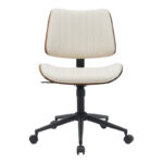 Office chair Amani beige pu-walnut plywood 52x54x90.5cm - Слика 5