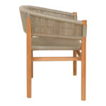 Kajone armchair teak wood skeleton in natural shade and cream pe rope 62x55x75cm - Слика 3