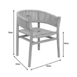 Kajone armchair teak wood skeleton in natural shade and cream pe rope 62x55x75cm - Слика 6