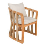 Armchair Morani teak wood skeleton and fabric in natural shade 61x66x75cm