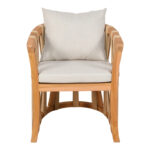 Armchair Morani teak wood skeleton and fabric in natural shade 61x66x75cm - Image 4