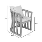 Armchair Morani teak wood skeleton and fabric in natural shade 61x66x75cm - Image 6