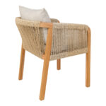Armchair Clarin teak wood skeleton and pe rope in natural shade 55x65x73cm - Слика 2