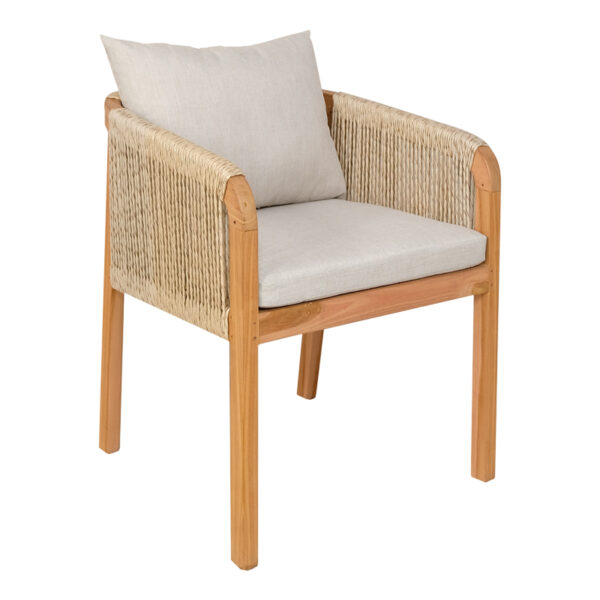 Armchair Clarin teak wood skeleton and pe rope in natural shade 55x65x73cm