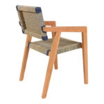 Armchair Salama teak wood skeleton in natural shade and cream-black pe rope 57x60x85cm - Слика 2