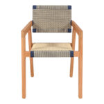 Armchair Salama teak wood skeleton in natural shade and cream-black pe rope 57x60x85cm - Слика 4