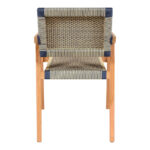 Armchair Salama teak wood skeleton in natural shade and cream-black pe rope 57x60x85cm - Слика 5