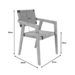 Armchair Salama teak wood skeleton in natural shade and cream-black pe rope 57x60x85cm - Слика 6