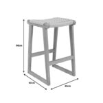 Kuza stool teak wood skeleton and pe rope in natural shade 40x42x66cm - Image 4
