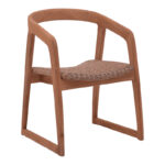 Фотелја Somalia алуминиумски скелет со ногарки од тиково дрво во природна нијанса и кафеав пе ратан 57x62x80 см