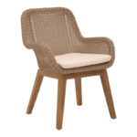 Armchair Charlen aluminium skeleton with teak wood in natural shade and pe rattan 60x67x84cm