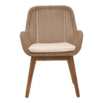 Armchair Charlen aluminium skeleton with teak wood in natural shade and pe rattan 60x67x84cm - Слика 4