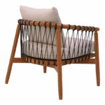 Armchair Haibo natural teakwood-black rope-white cushion 80x75x72cm - Слика 2