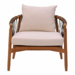 Armchair Haibo natural teakwood-black rope-white cushion 80x75x72cm - Слика 4