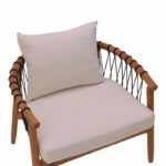 Armchair Haibo natural teakwood-black rope-white cushion 80x75x72cm - Слика 6