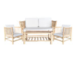 Дневна гарнитура Mayorka сет од 4 перници од природно тиково дрво-бела боја