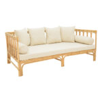 Sofa Alessa natural rattan-white fabric with cushions 200x100x76cm