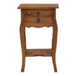 Side table with drawers Florellia natural antique mahogany wood 40x31x67.5cm - Слика 2