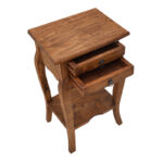 Side table with drawers Florellia natural antique mahogany wood 40x31x67.5cm - Слика 4