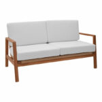 Doumain lounge set of 4 natural teak wood-white cushion-natural rattan - Image 2