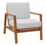 Doumain lounge set of 4 natural teak wood-white cushion-natural rattan - Image 3