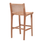 Bar stool medium height Sponze natural color teak wood skeleton and natural rattan 40x47x89cm - Image 2