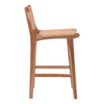 Bar stool medium height Sponze natural color teak wood skeleton and natural rattan 40x47x89cm - Image 3