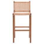 Bar stool medium height Sponze natural color teak wood skeleton and natural rattan 40x47x89cm - Image 4