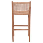 Bar stool medium height Sponze natural color teak wood skeleton and natural rattan 40x47x89cm - Image 5