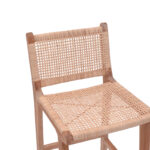 Bar stool medium height Sponze natural color teak wood skeleton and natural rattan 40x47x89cm - Image 6