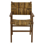 Armchair Refane natural teak wood-straw 55x60x85cm - Image 4