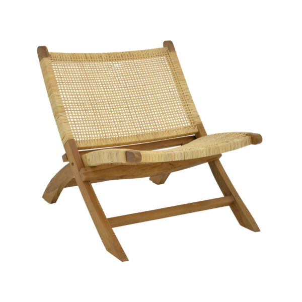 Armchair Jerenze natural teak wood-natural rattan 65x78x68cm