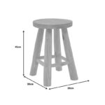 Verenity stool natural color teak wood D30x45cm - Image 4