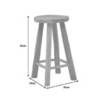 Charloce stool natural color teak wood D35x62cm - Image 5