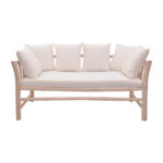 2-seater sofa Dranjere natural color teak wood with beige fabric 167x80x71cm - Image 2
