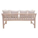 2-seater sofa Dranjere natural color teak wood with beige fabric 167x80x71cm - Image 3