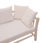 2-seater sofa Dranjere natural color teak wood with beige fabric 167x80x71cm - Image 4