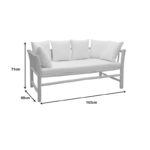 2-seater sofa Dranjere natural color teak wood with beige fabric 167x80x71cm - Image 5