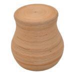 Bulaten Inart rattan stool in natural shade D45x45cm - Image 2