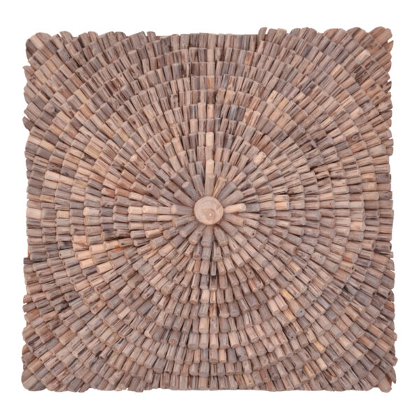 Wall decoration Wallen teak wood in natural shade 100x100x5cm